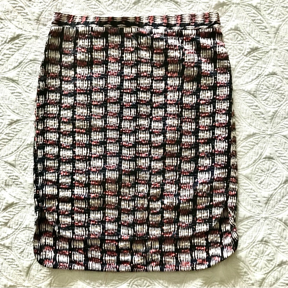 COS Multicolored Geo Travel Textured Hi-Low Pencil Skirt Size 4 EUC